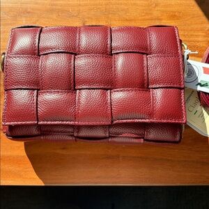 Burgundy Woven Leather Bag